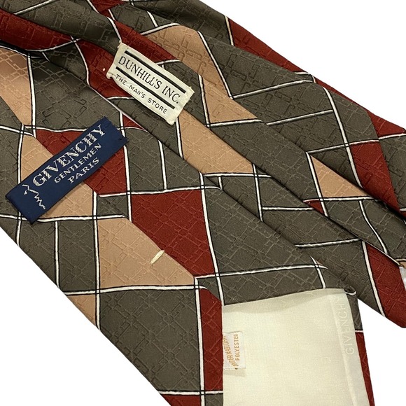 Vintage Givenchy Gentlemen Paris Stripe Plaid Diamond Textured Men's Tie Necktie - Picture 5 of 5